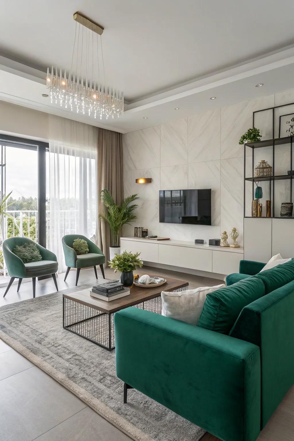 Simple style with small verdant touches.