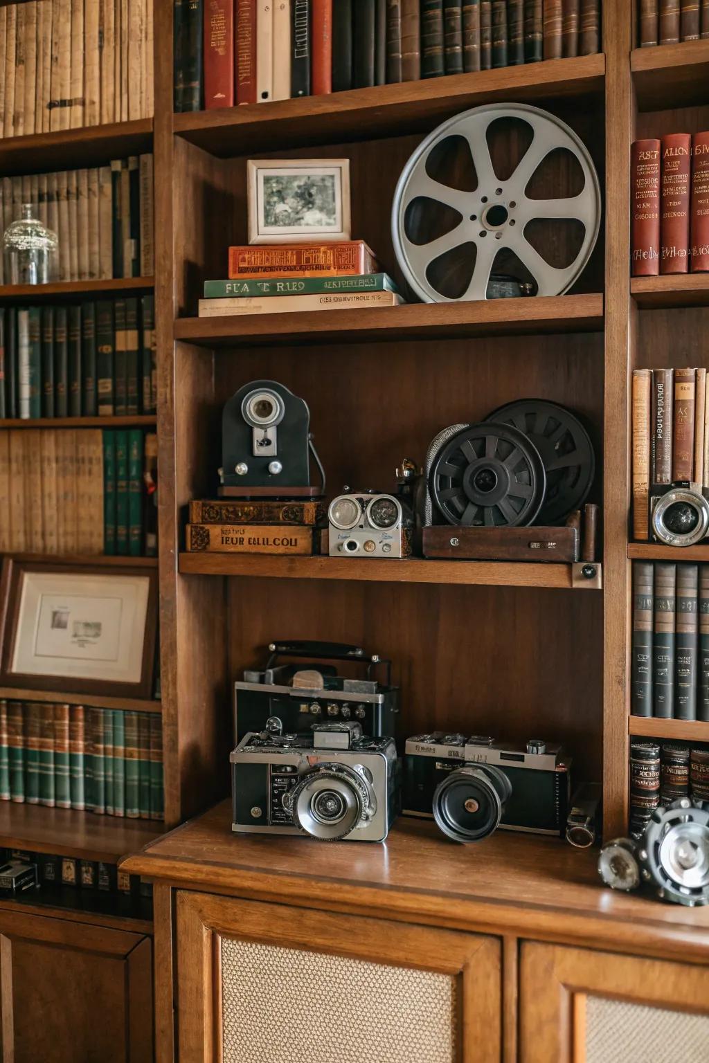 Vintage items infuse character into this media center.
