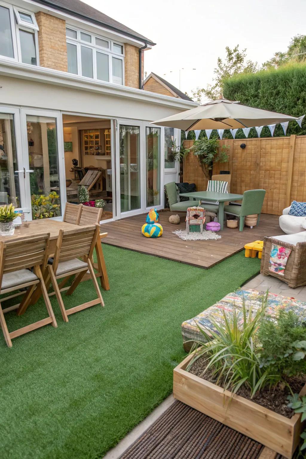 A multifunctional family patio with adaptable uses for everyone.