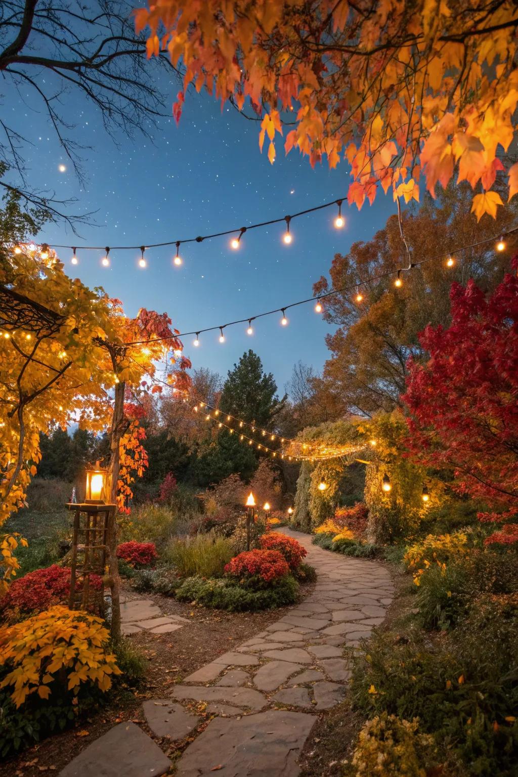 Outdoor sparkle adds evening magic to your garden.