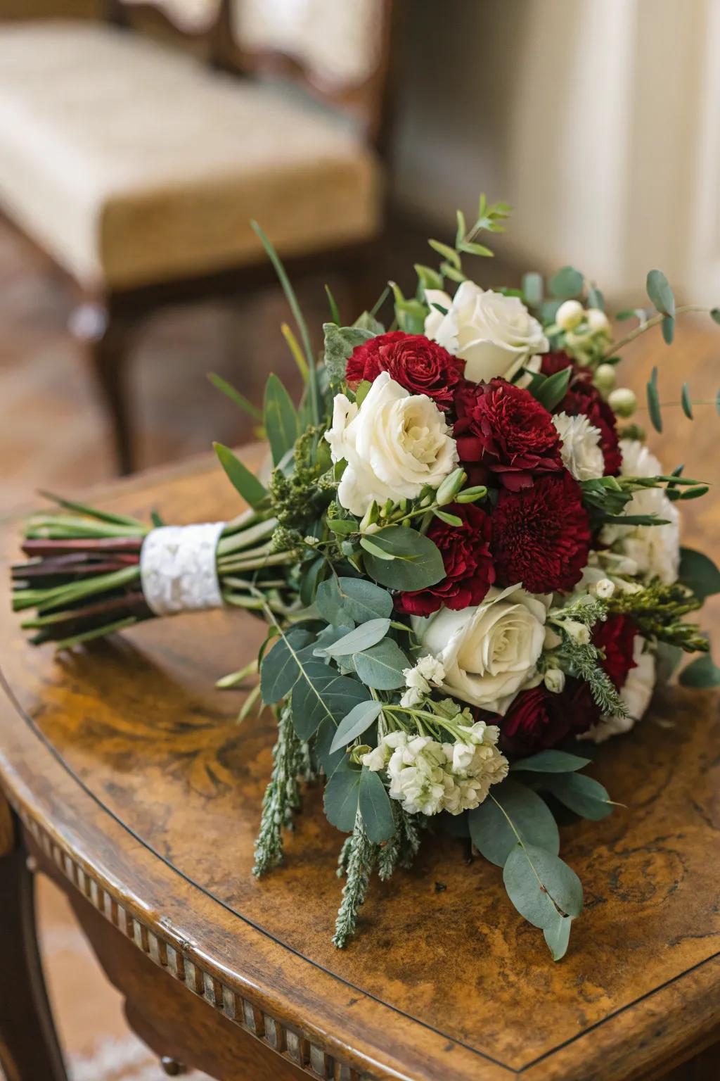 Burgundy carnations are a classic choice that adds depth and richness.