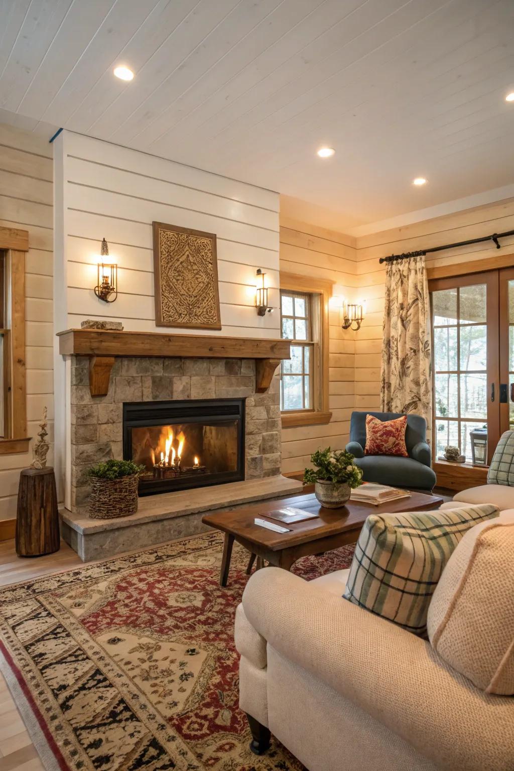 Warm neutrals craft a snug and inviting atmosphere.