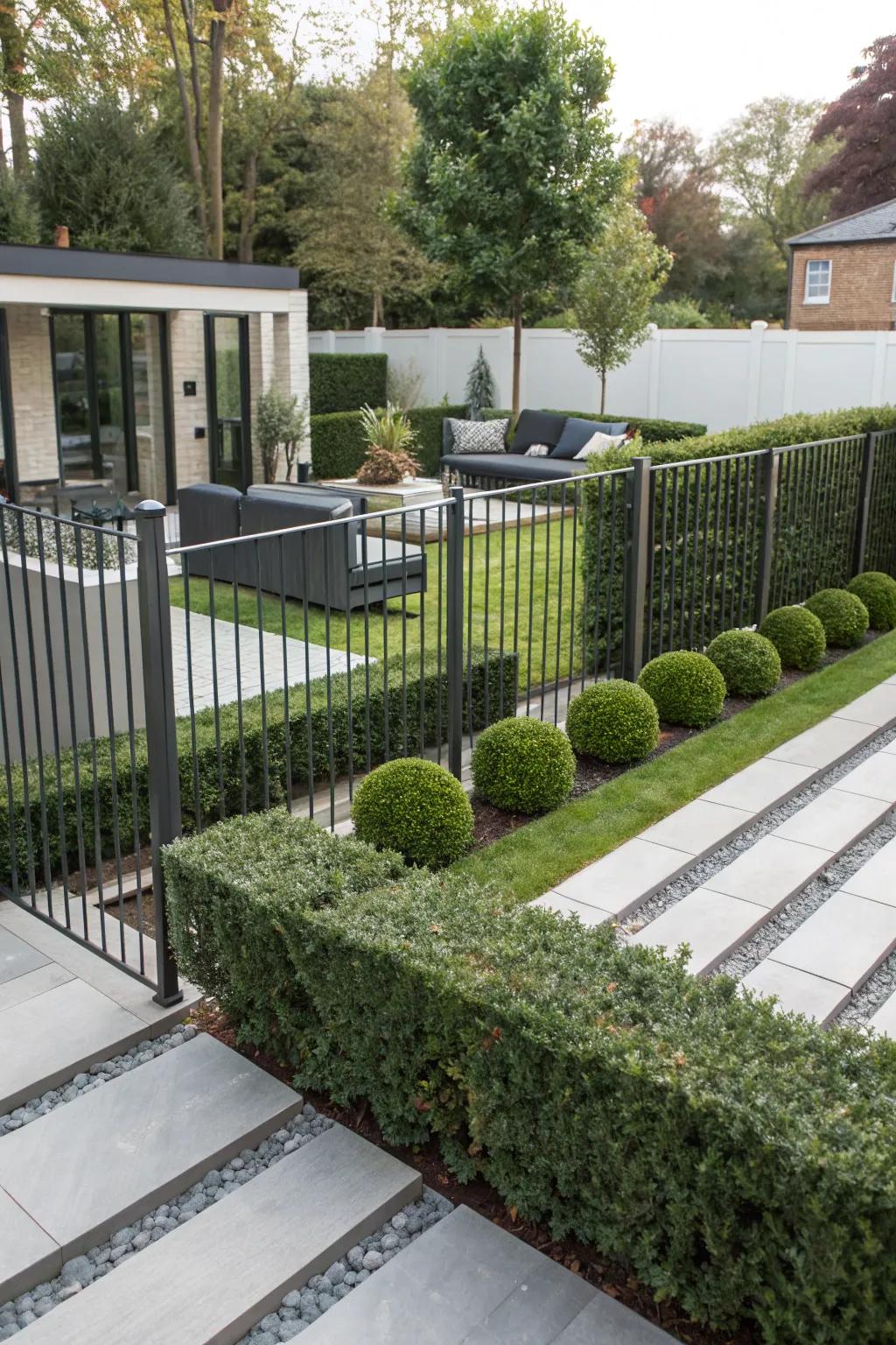 Steel fencing offers a simple and modern edge to outside areas.