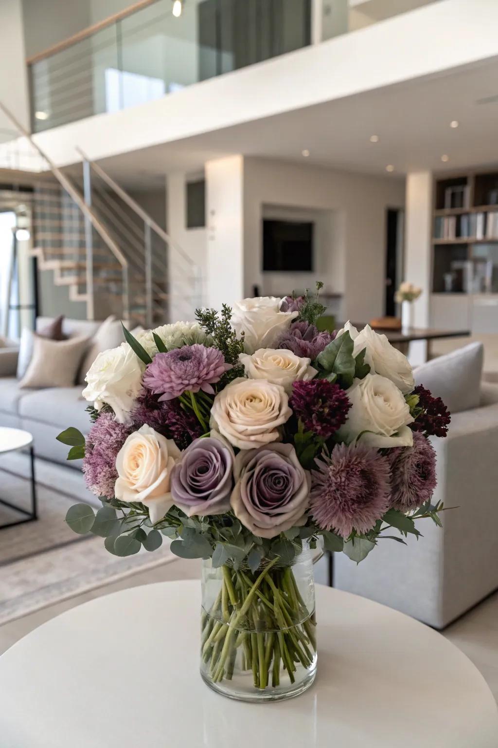 A unified hue bouquet offering a sophisticated birthday gift.