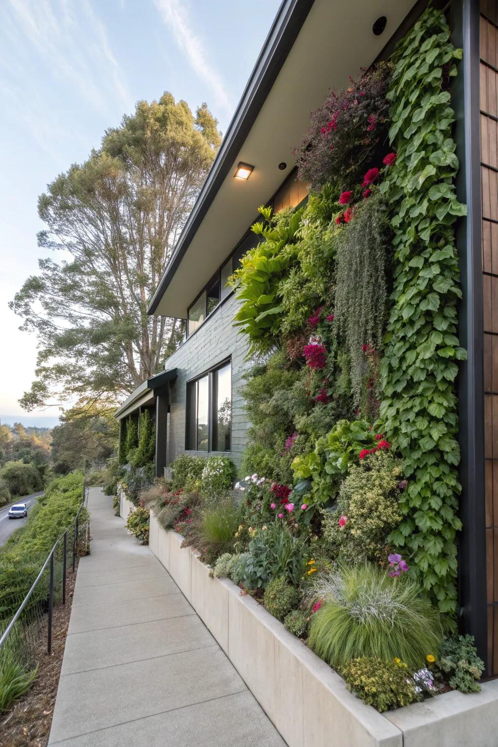 A skyward garden, inviting nature to grace your home's exterior.