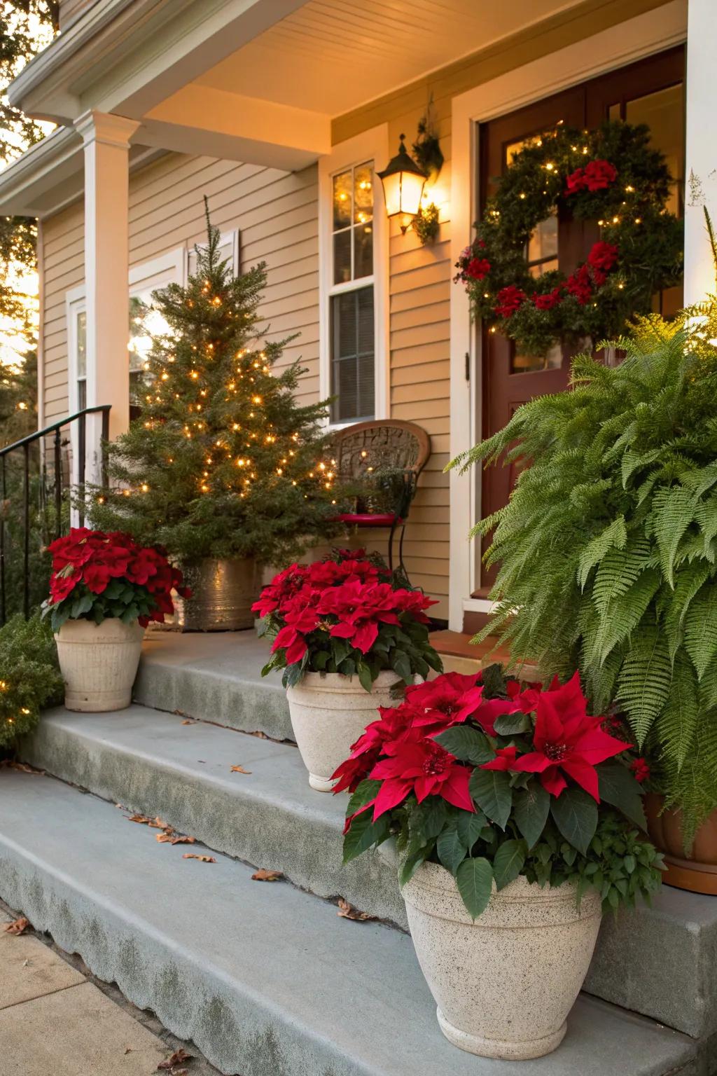 Vessel flora append vibrant holiday hue to your porch.