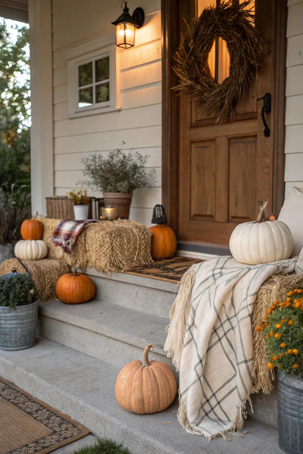 Layered textures impart profundity and balminess to pumpkin displays.