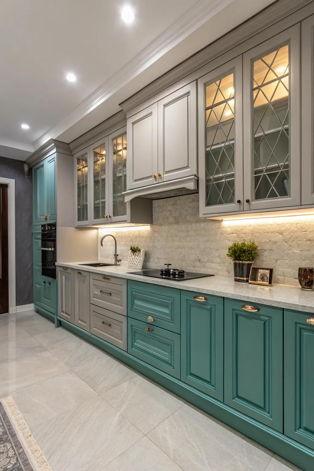 Two-tone cabinetry deepens the kitchen’s design.
