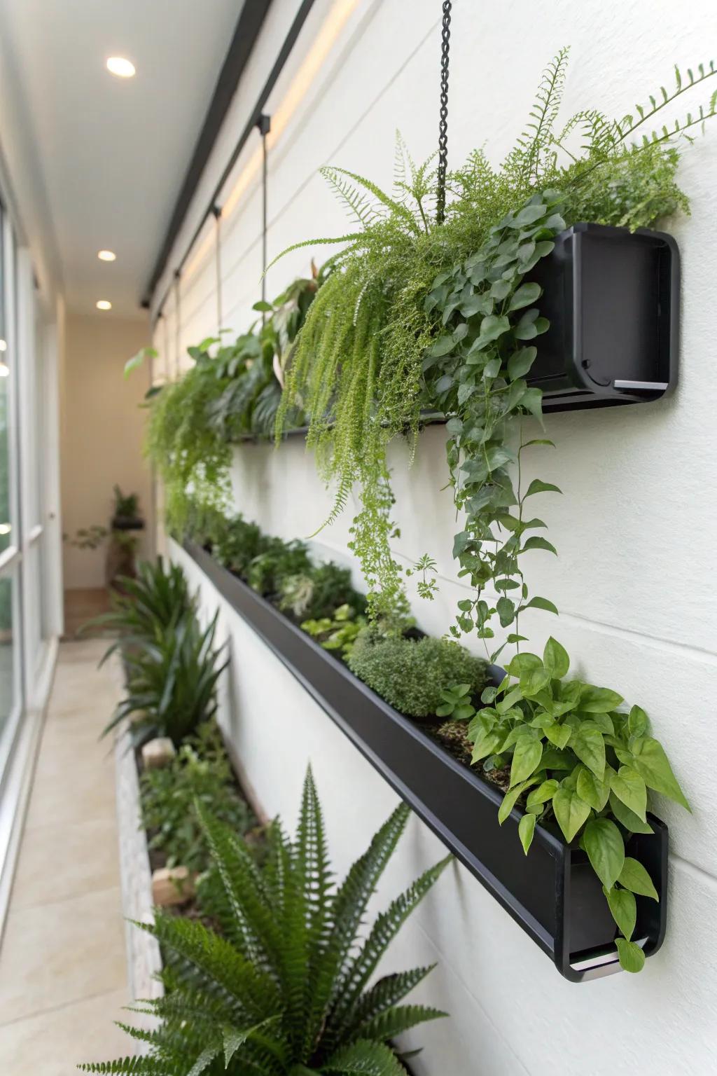 Elevate your indoor space with a stylish gutter garden. Embrace greenery and simplicity.
