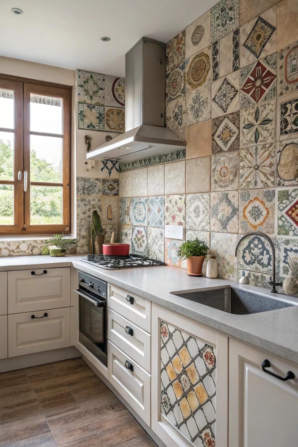 Eclectic tile mix for a unique backsplash.