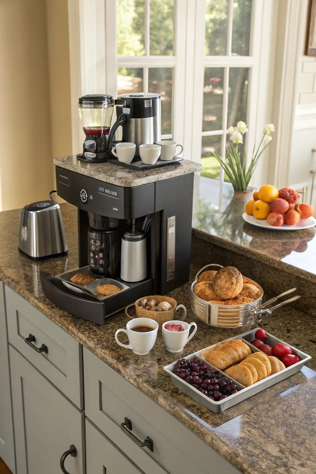 Assimilating your coffee area into a multipurpose space maximizes utility.