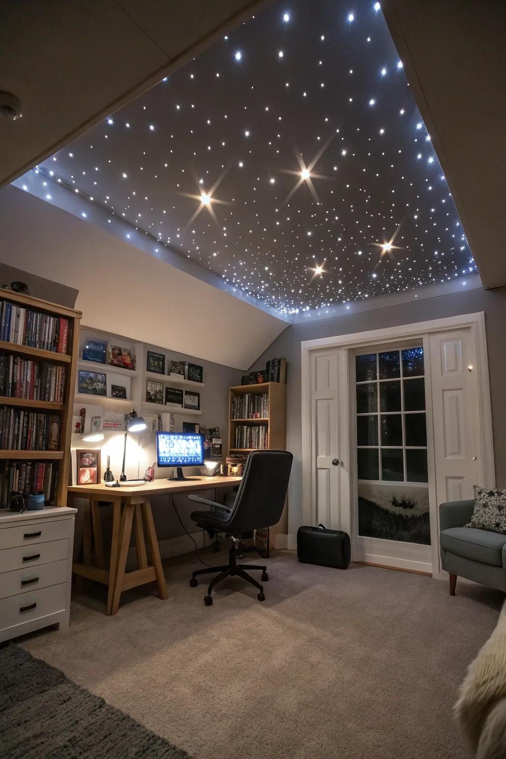 A starry ceiling can inspire creativity and add a touch of whimsy.