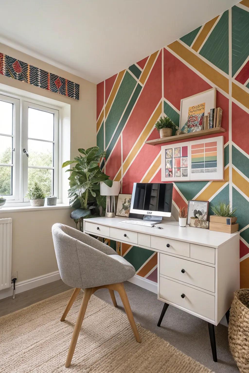 An accent wall can transform your office with a splash of personality.