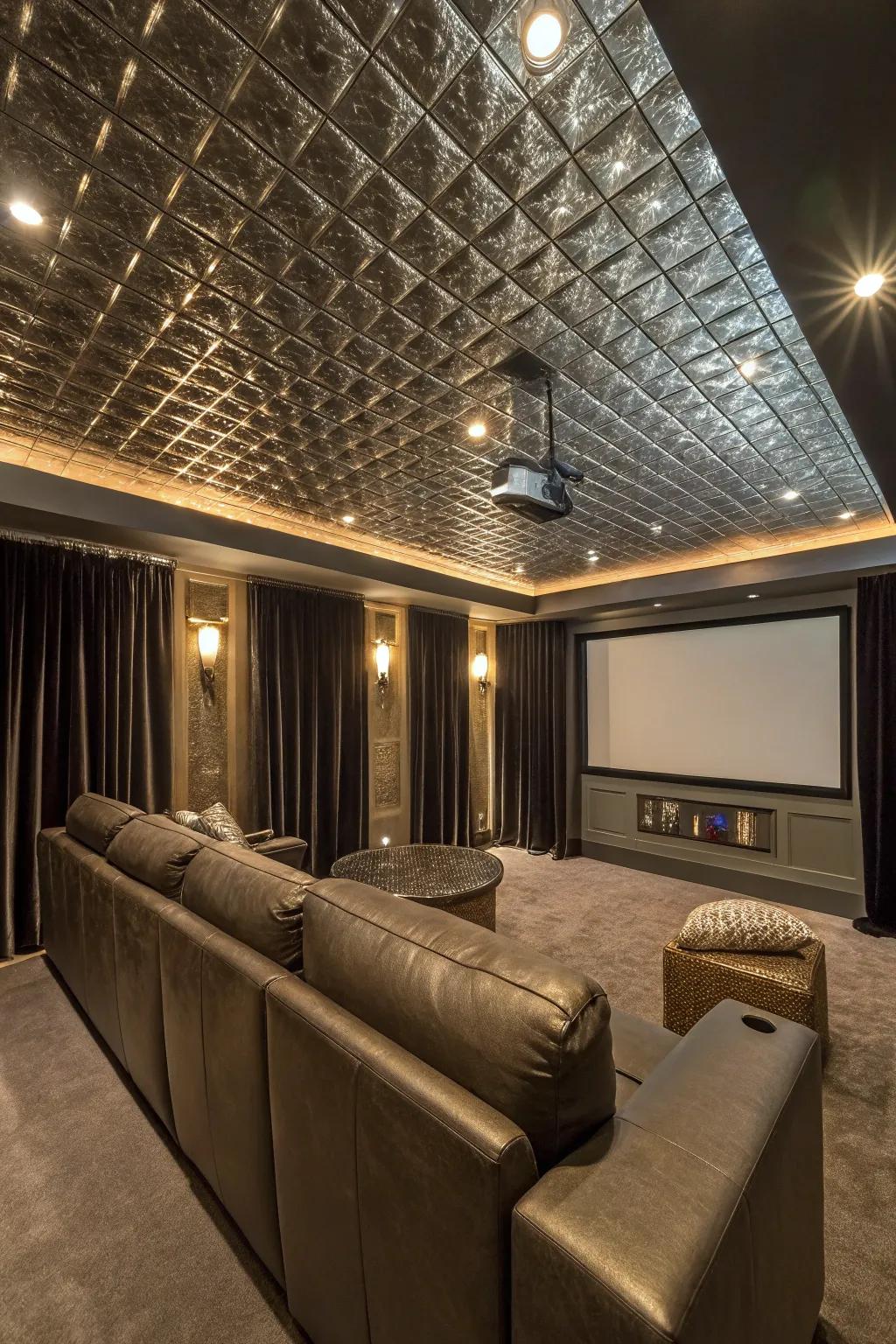 Radiate sophistication using gleaming ceiling highlights.