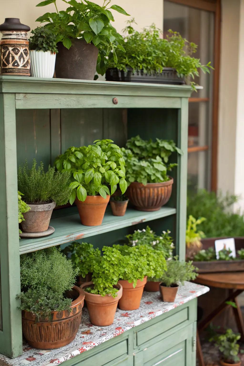 Bring the outdoors inside with a garden hutch top.