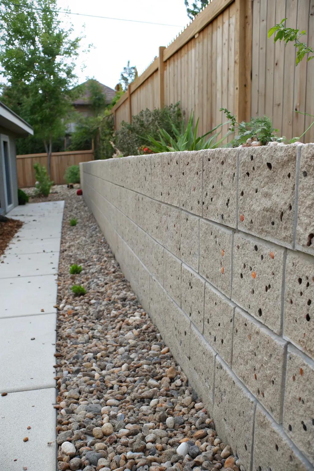 Pebble dash adds texture and natural color.