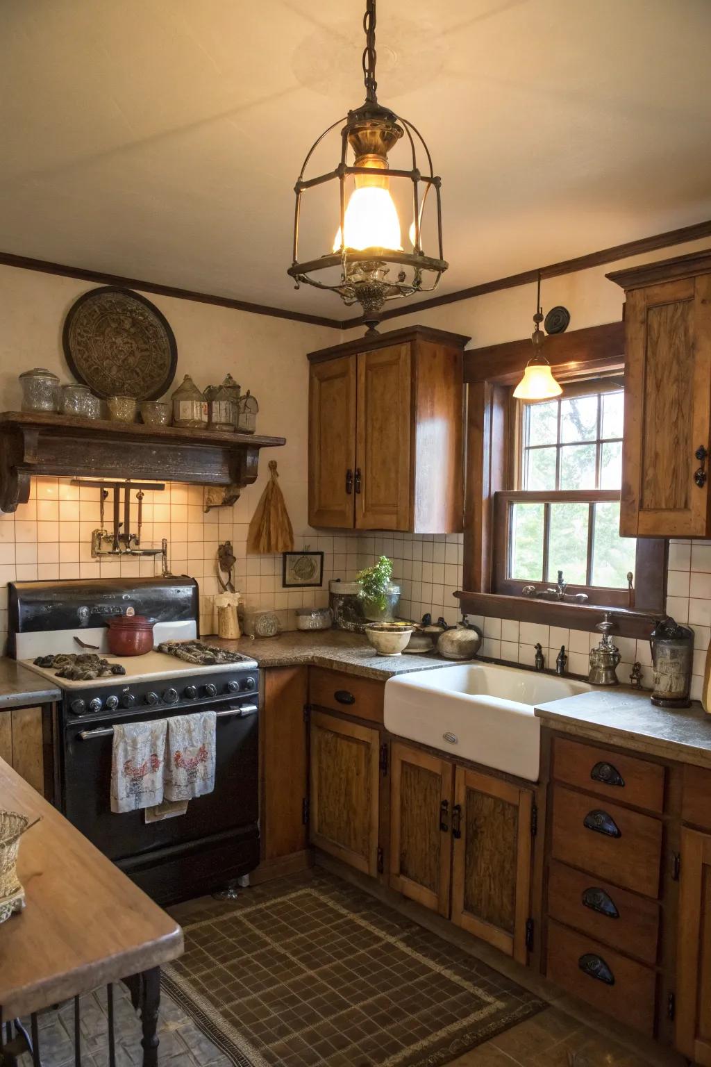 Antique fixtures adding timeless charm.