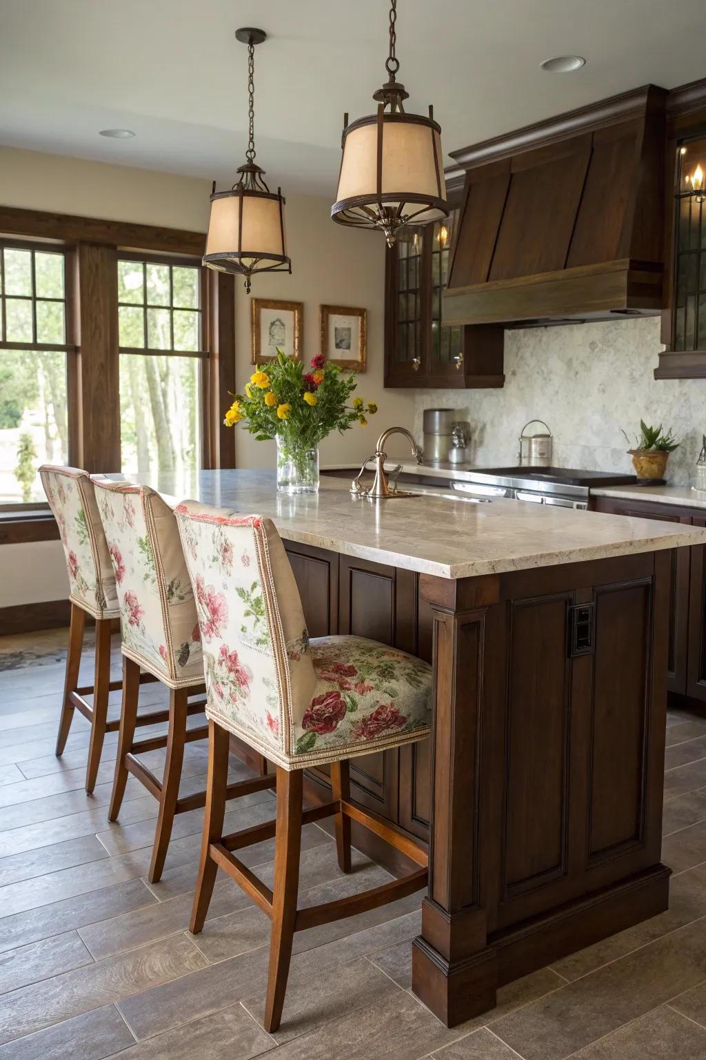 Vintage seating infuses character and charm into your kitchen.
