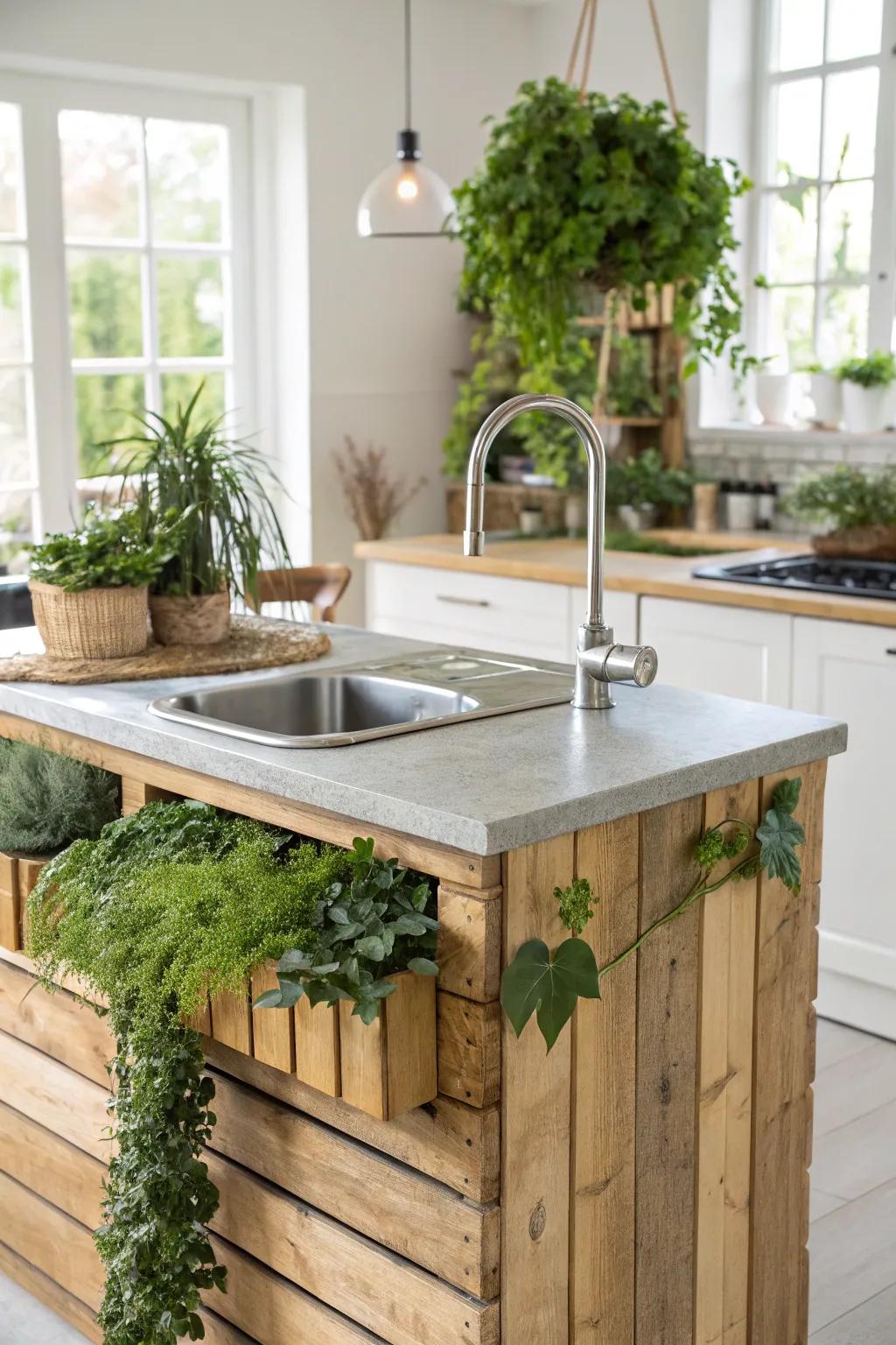 An eco-friendly kitchen island crafted from sustainable materials.