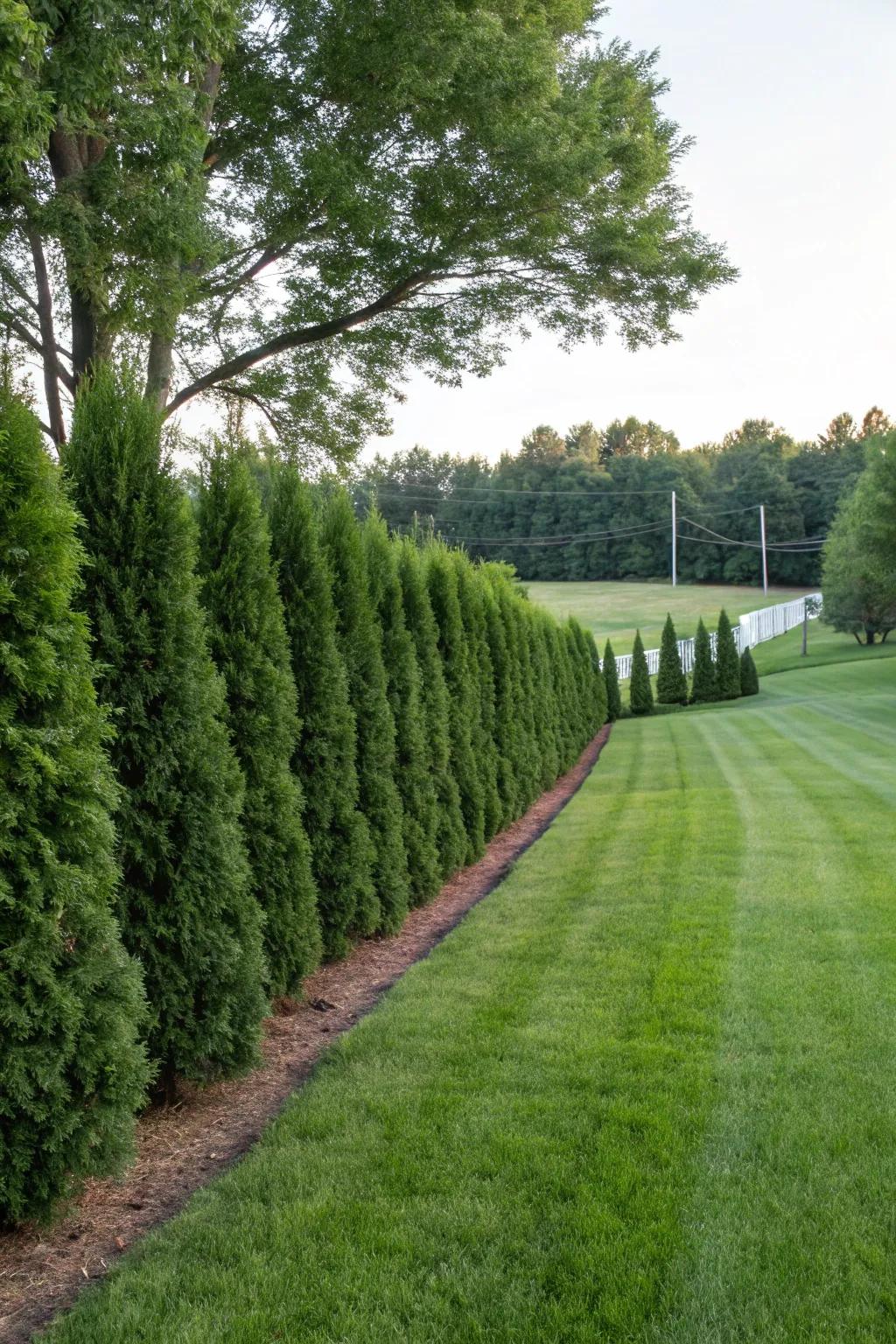 Define your landscape with a natural arborvitae boundary.