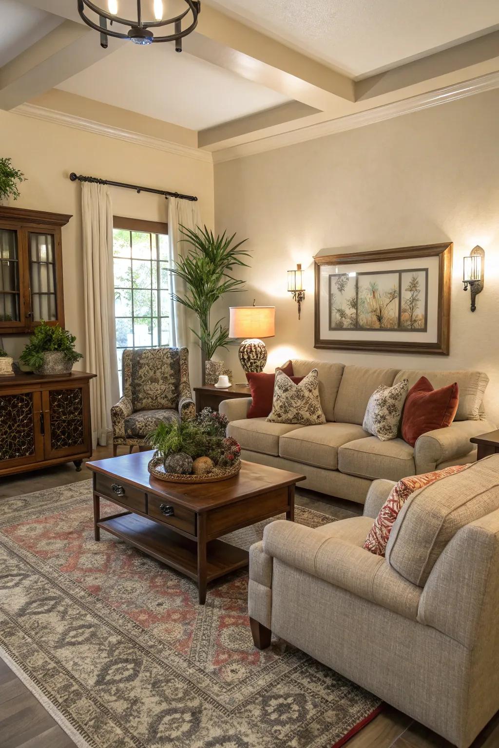 A modern living area with an irregular layout for a refreshed perspective.