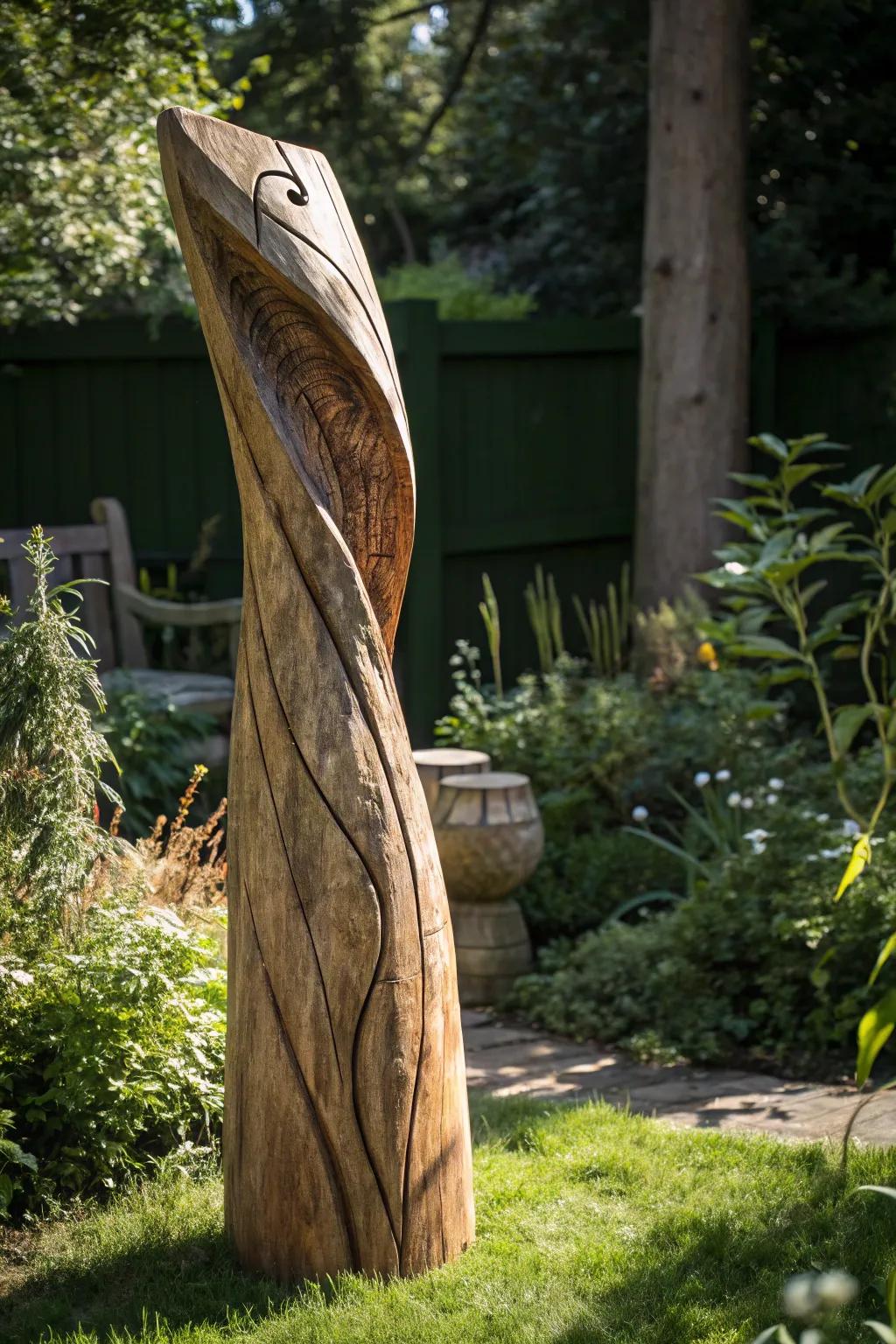 Transform your garden with a stunning log sculpture that speaks to your creativity and style.