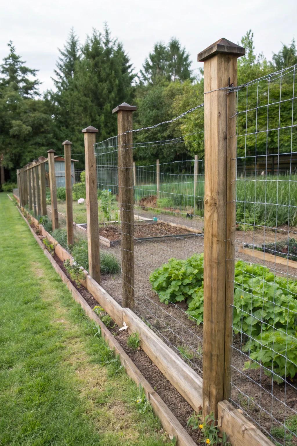 Realize a modern aesthetic with livestock netting fencing.
