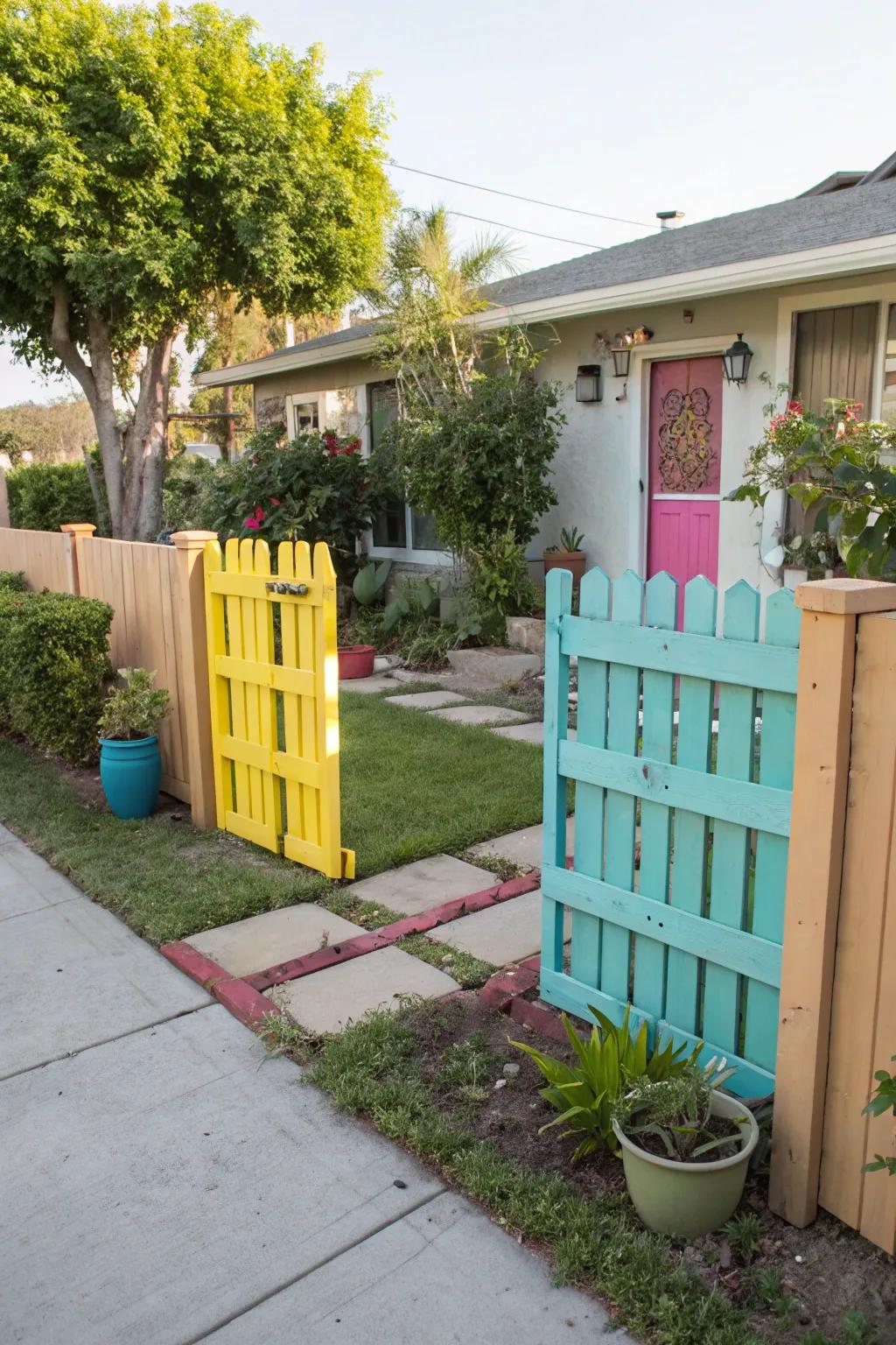 A DIY skid fence introduces a countryside-chic touch to this front garden.