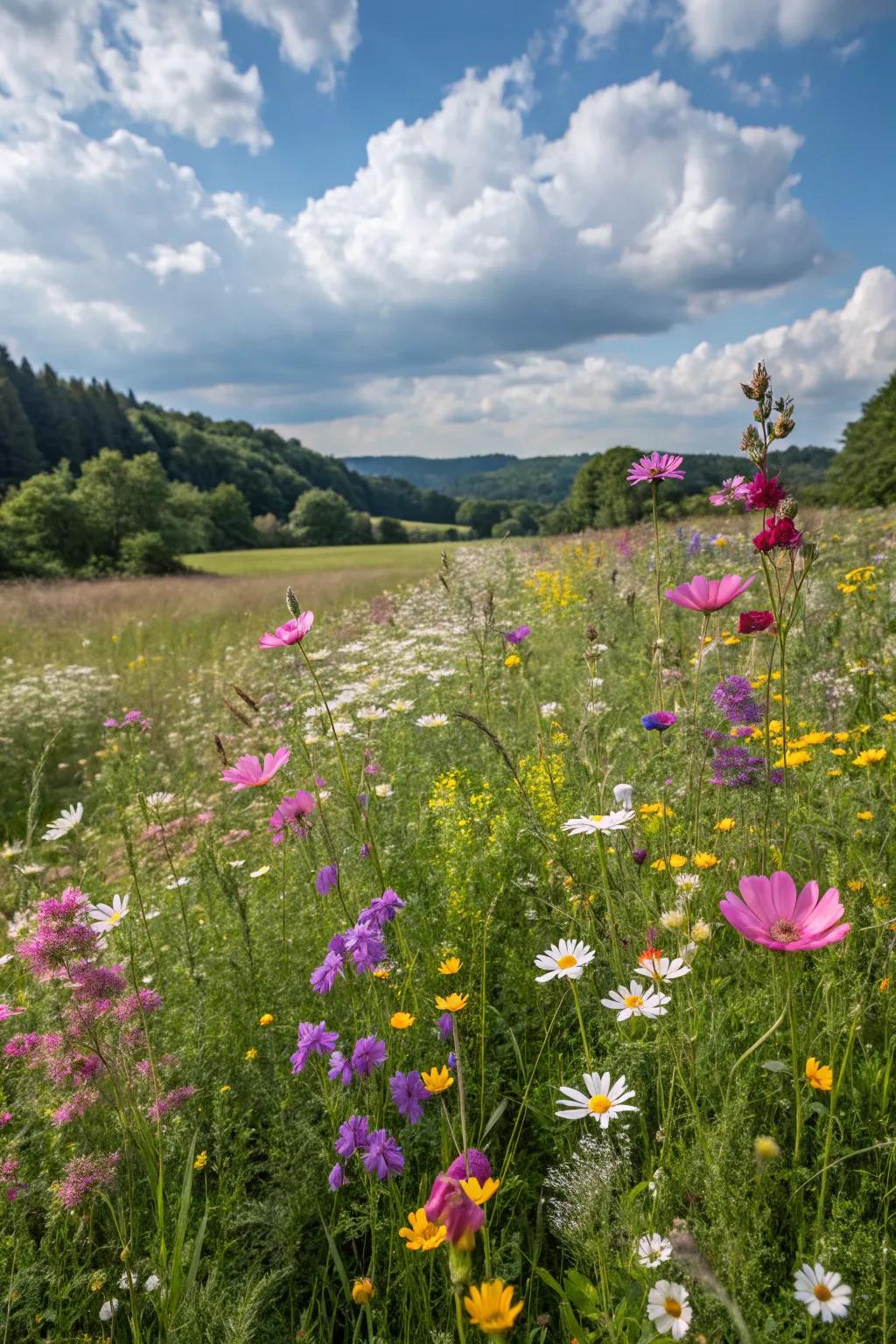 Wildflower meadows offer vibrant color with little effort.