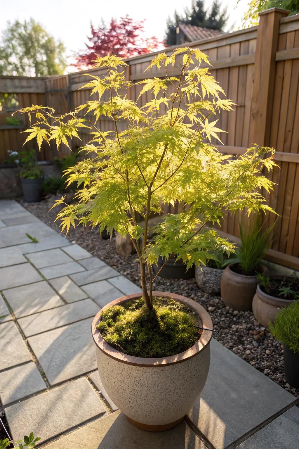 Sunrise maple injecting elegance under the sun.