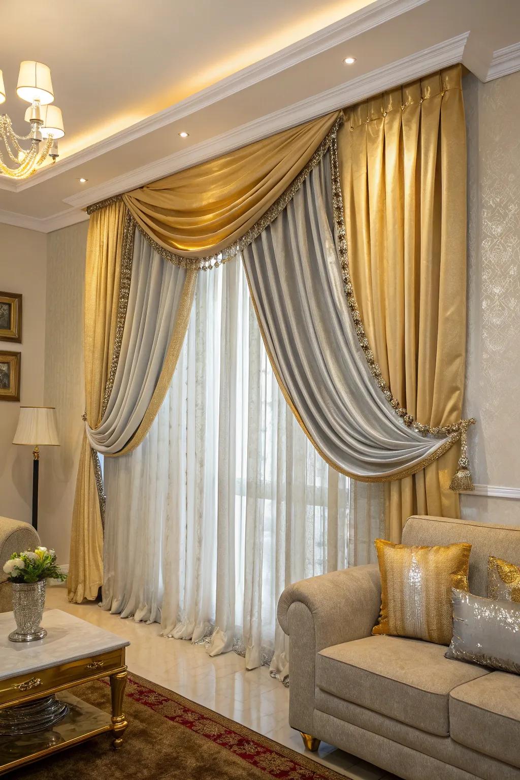 Curtains with metallic thread add graceful movement and elegance.