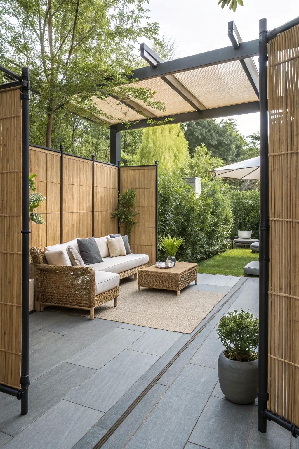 Creative privacy screens enhance both the function and look of patios.
