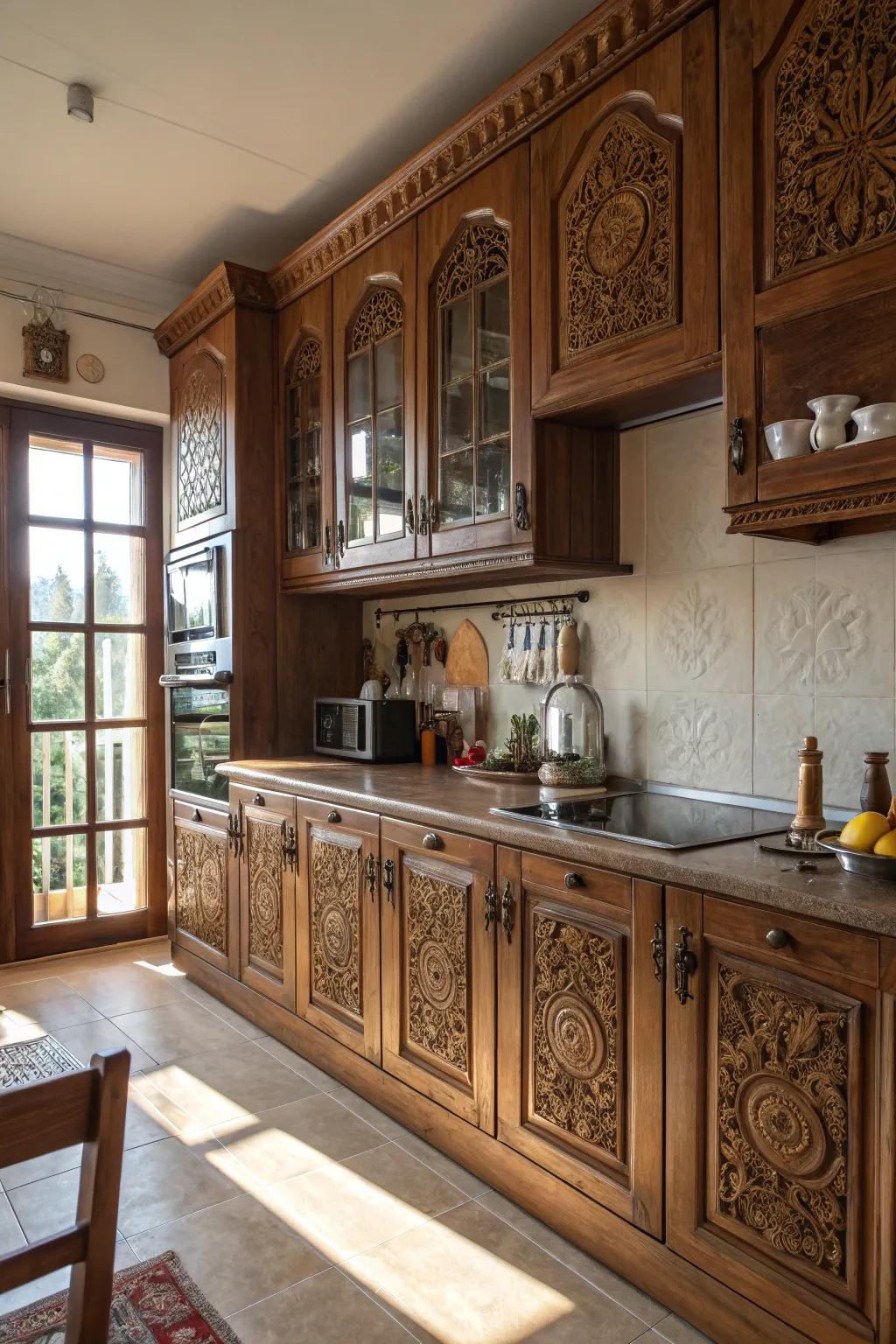 Complex timberwork incorporates artisanal refinement.