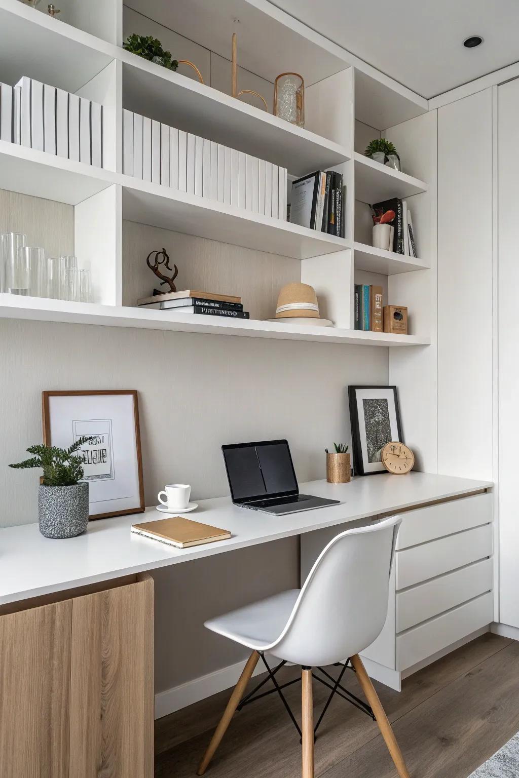 Achieve simplicity via minimalist open shelving.