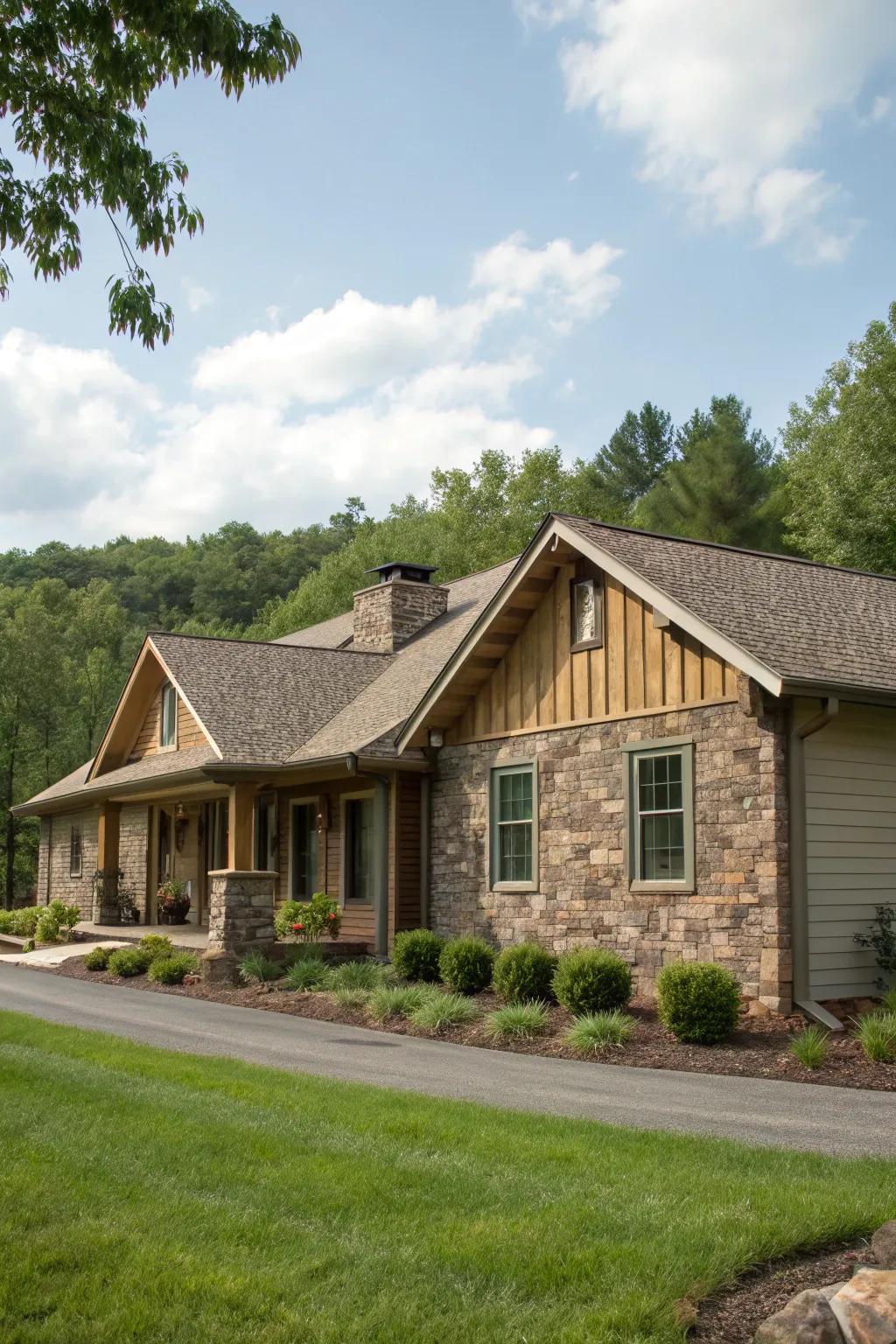 Stone details inject countryside charm and organic beauty.