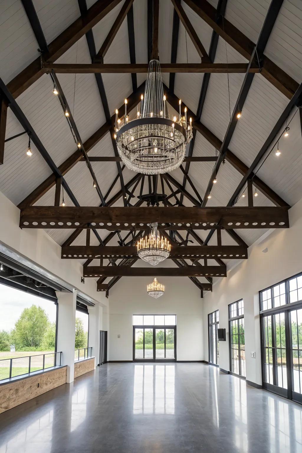 Unique structural features make this open ceiling an architectural statement.