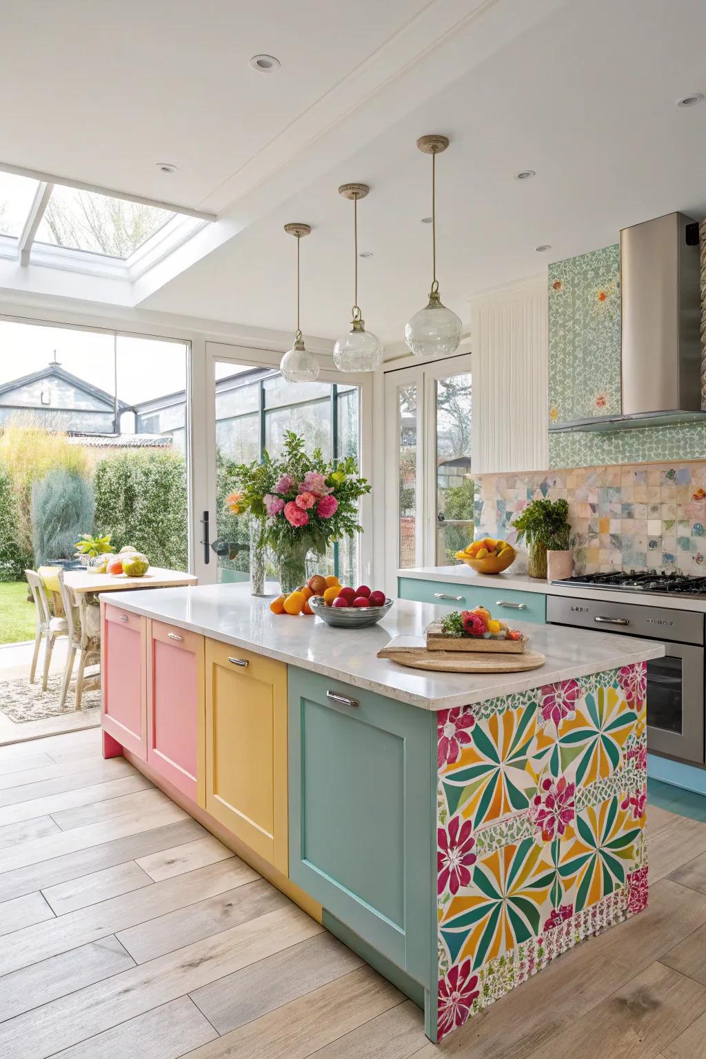 A pop of color creates a vibrant focal point in the kitchen.