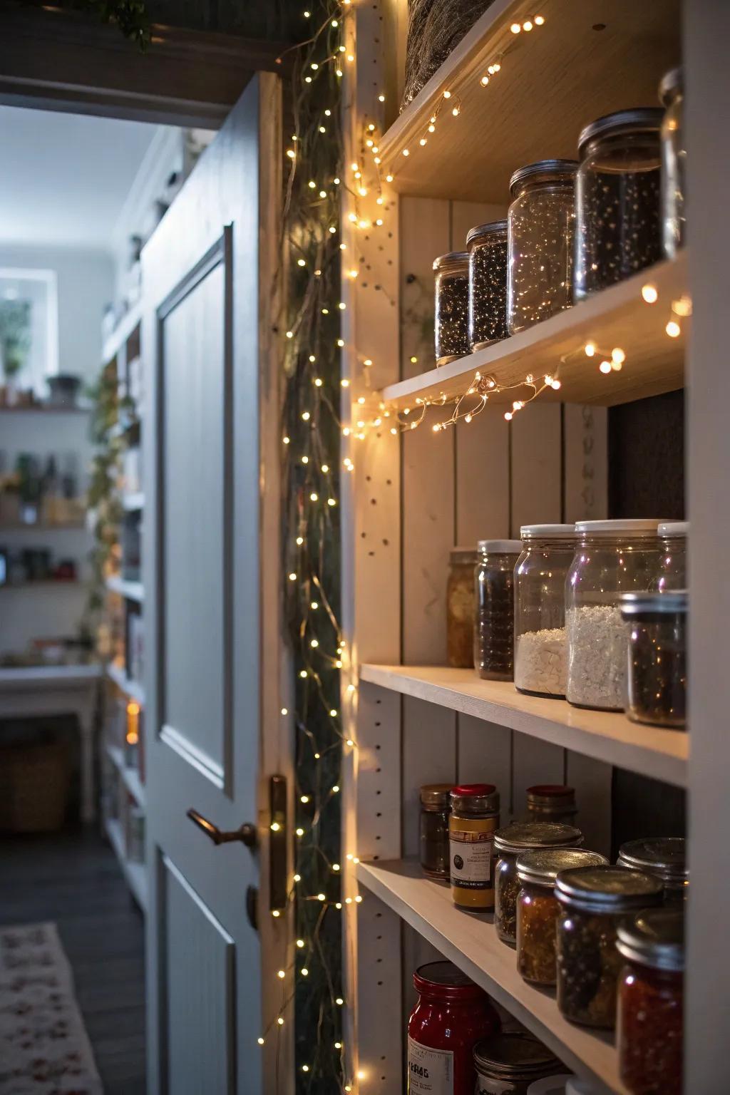 Optical fiber lights introduce a whimsical touch.