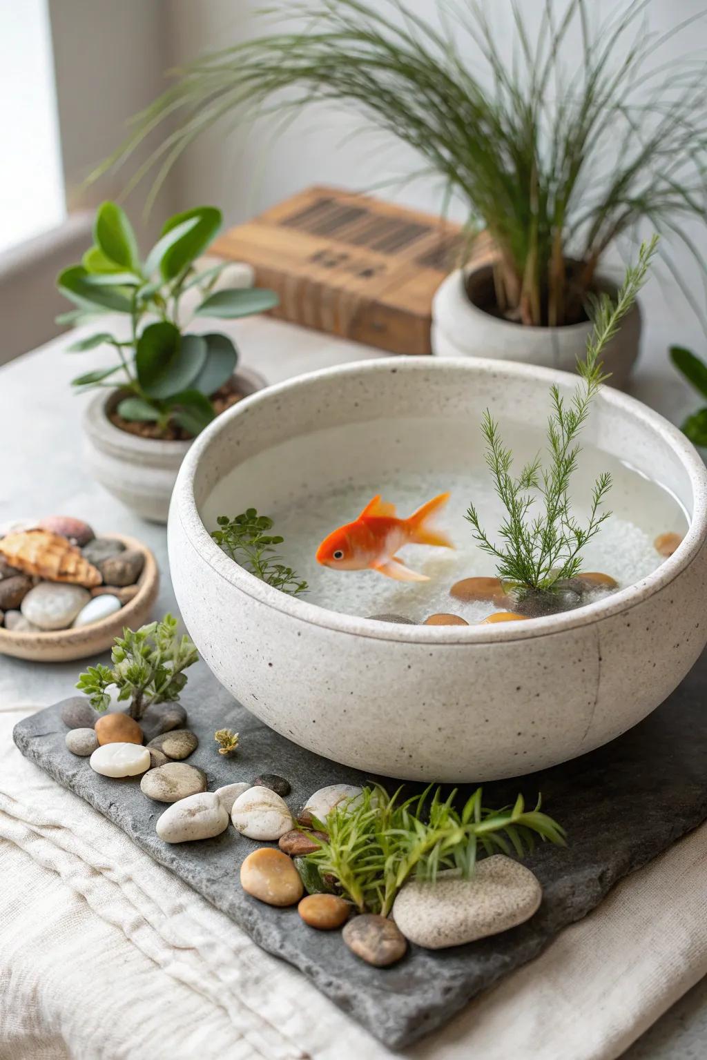 Create your own tranquil oasis with a Zen Goldfish Garden. Embrace simplicity and natural beauty.
