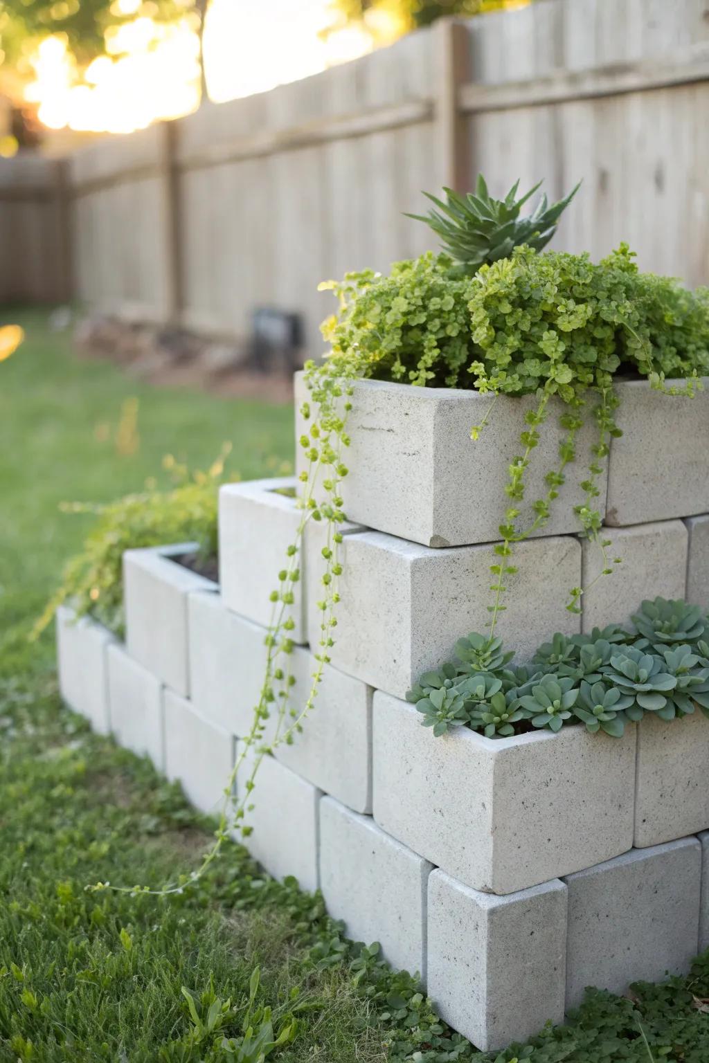 Elevate your garden with chic cinder block planters—where simplicity meets natural beauty.