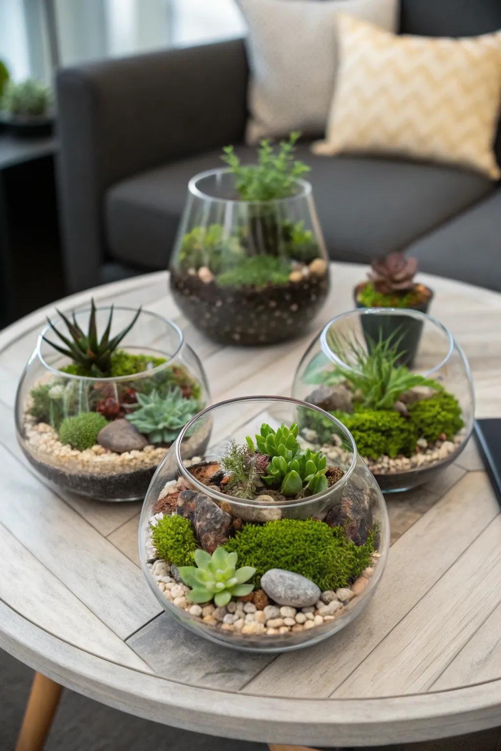 Enhance your décor with whimsical terrariums.