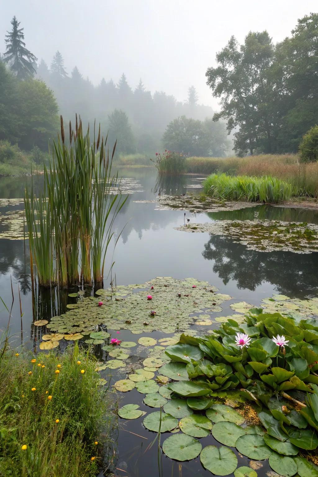 A pond plant exhibition featuring various water plants.