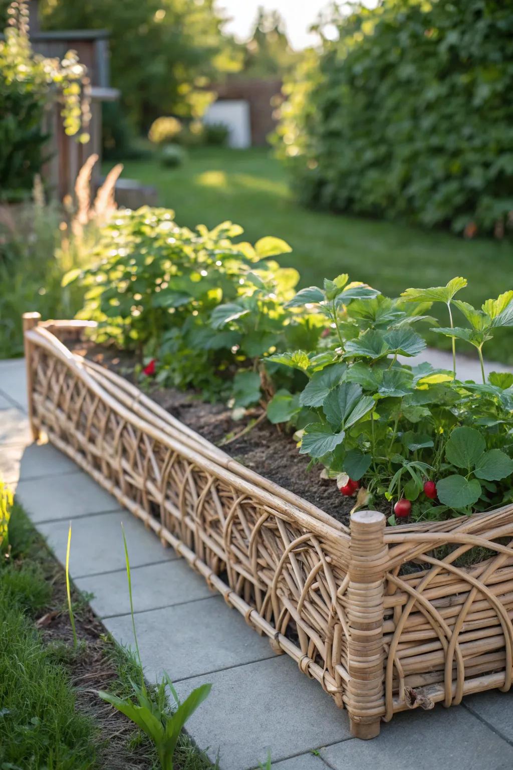 Enchant your garden with a fairy-tale touch using woven willow raised beds.