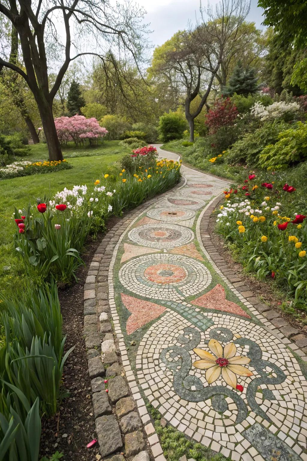 Mosaic paths offer a unique and artistic touch to garden walkways.