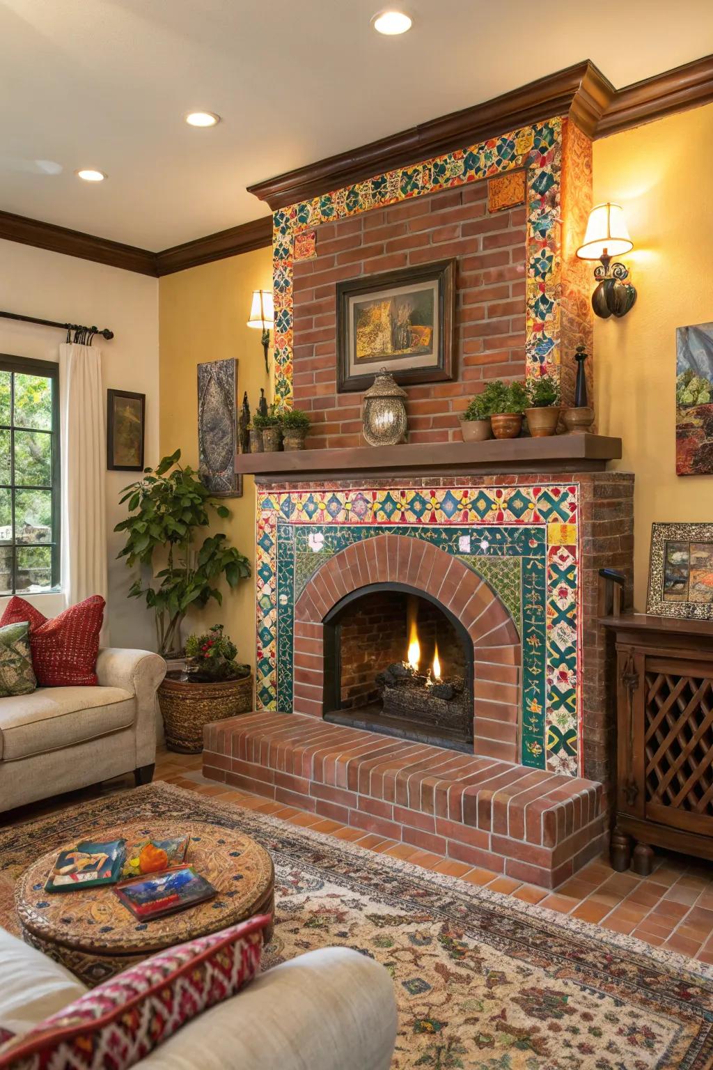 Tile accents add a personalized touch to your fireplace.