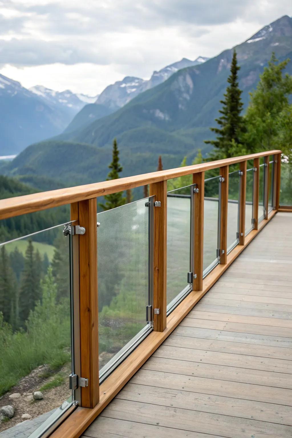 Open up the view with rustic glass railings.