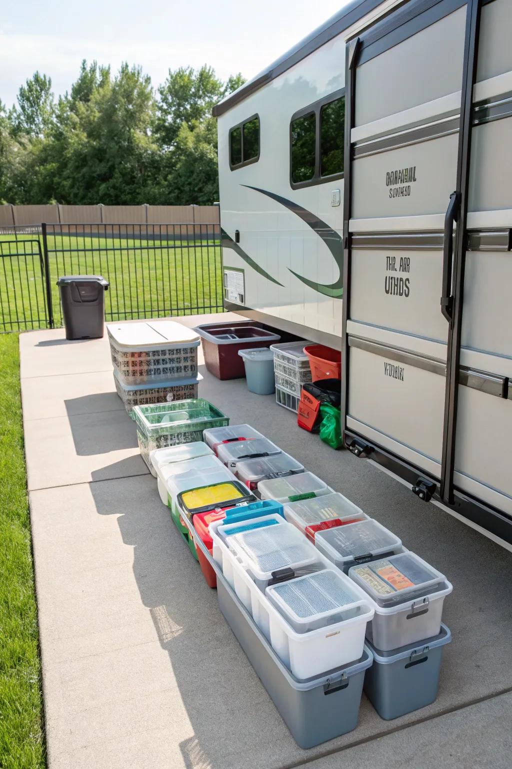 Organizing gear maintains your RV area tidy and efficient.
