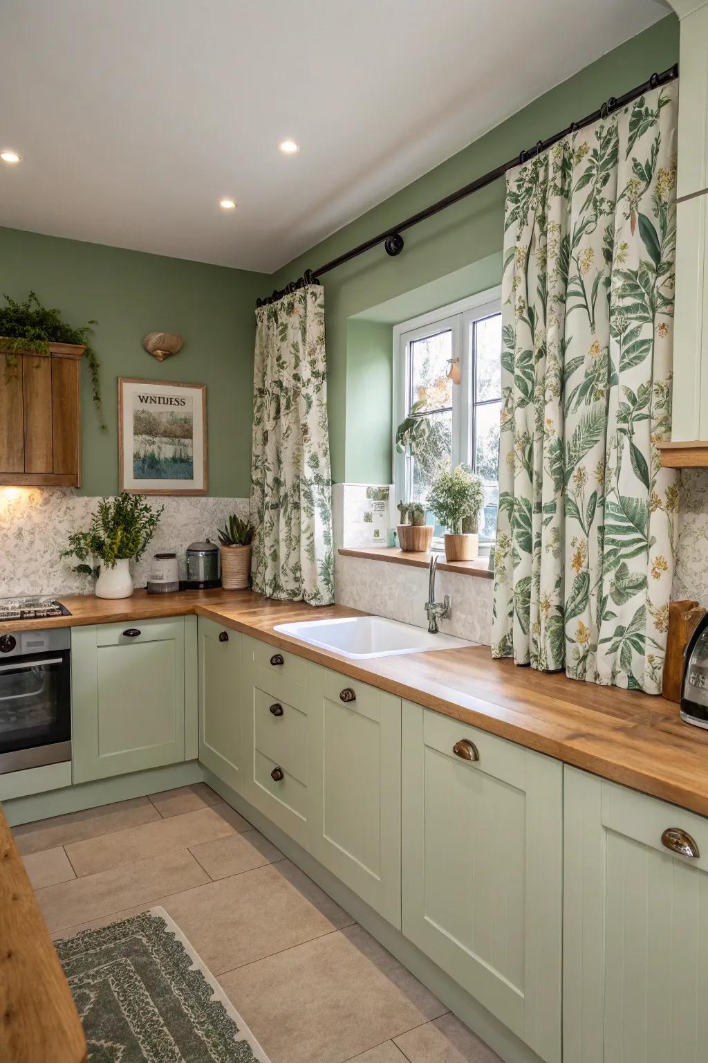 Foliage motifs complement the natural feel of verdant.