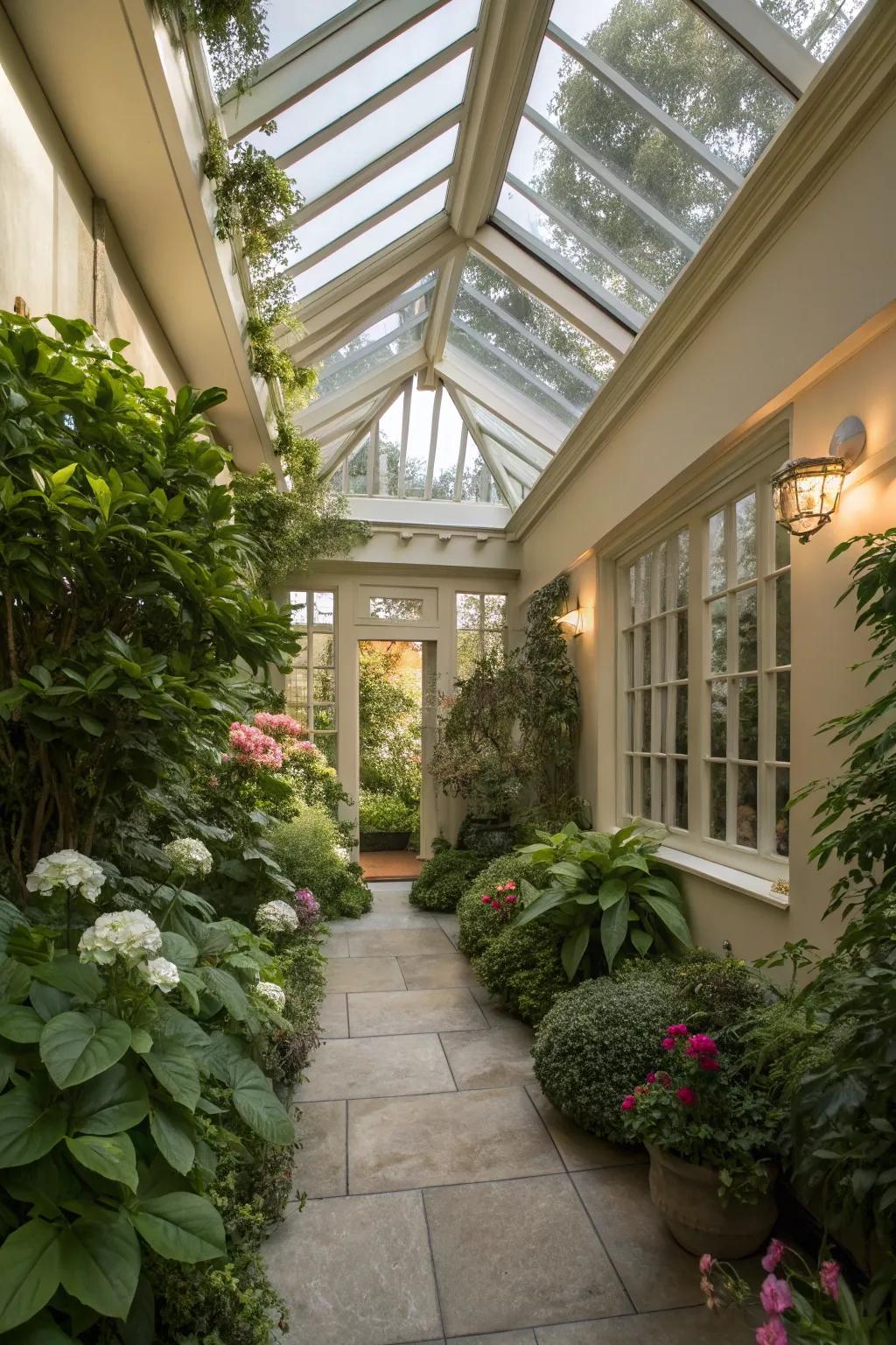 Skylights bring an abundance of natural light and an open view.