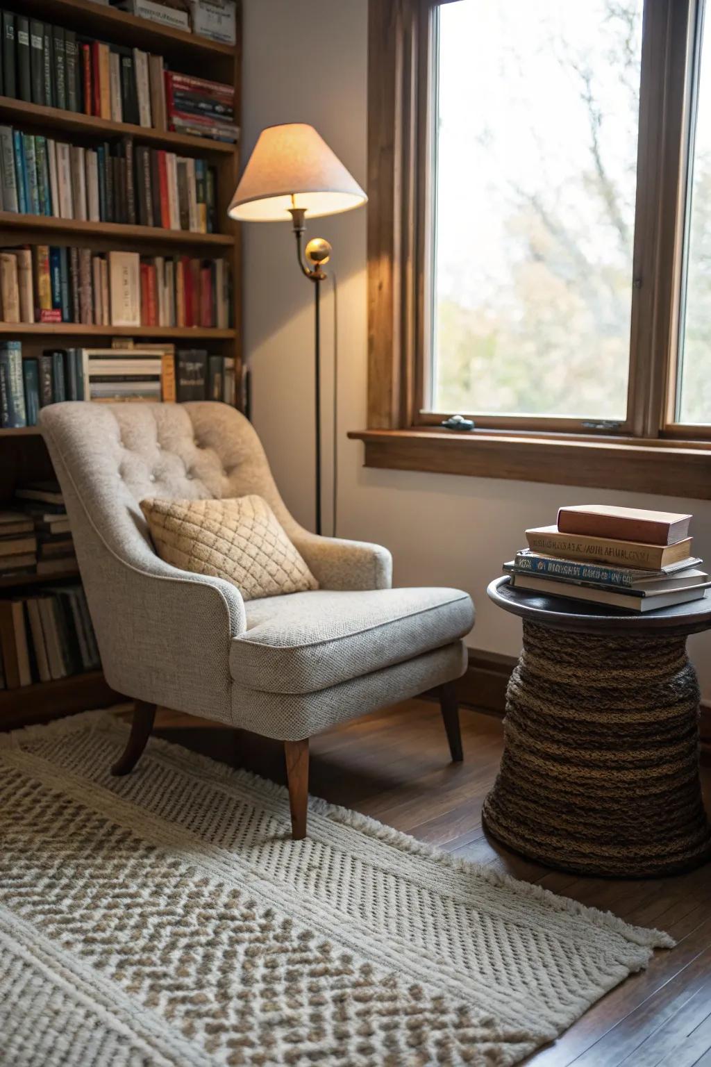 Textured rugs add warmth and style to your library.